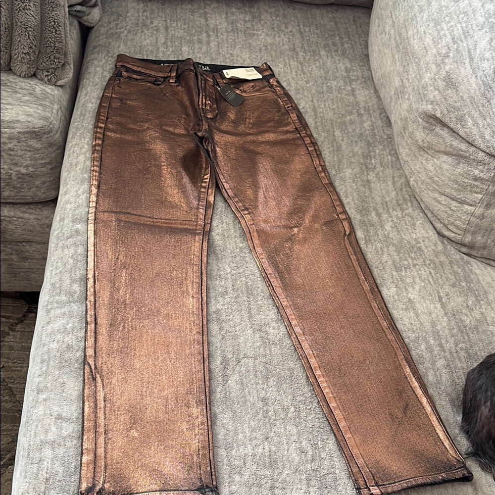 a.n.a High Rise Metallic Copper Jeans